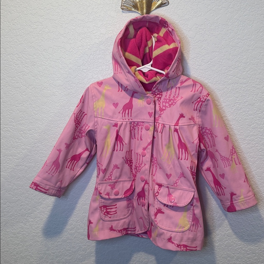 Girls’ Hatley Pink Giraffe Raincoat Size 2